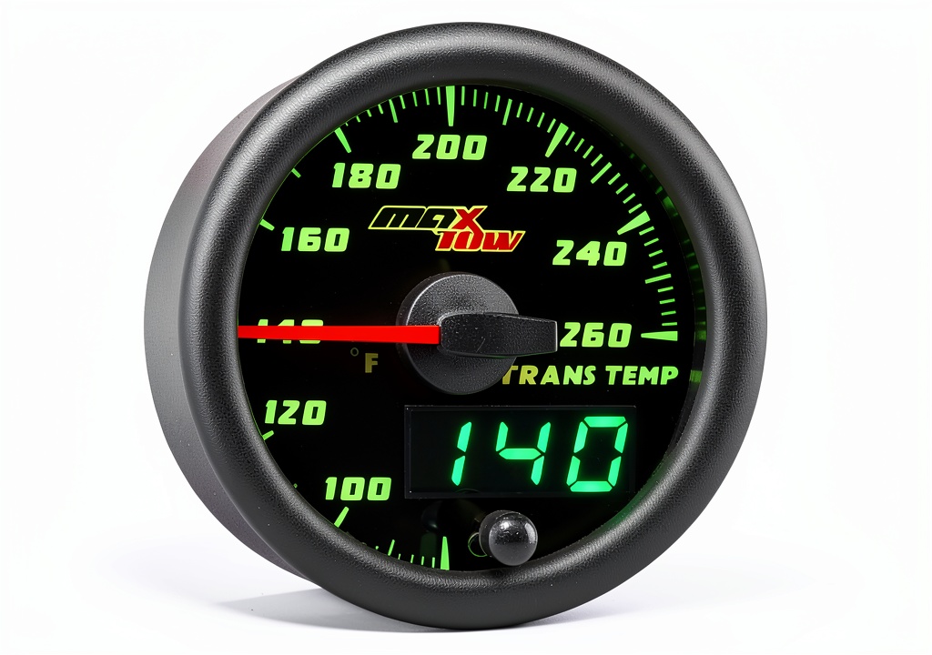 MaxTow transmission gauge installed on a truck dashboard