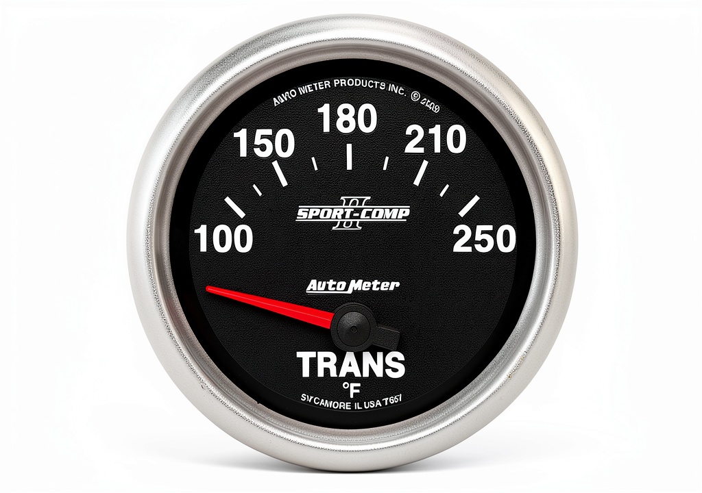 Auto Meter transmission gauge installed in a race car dashboard